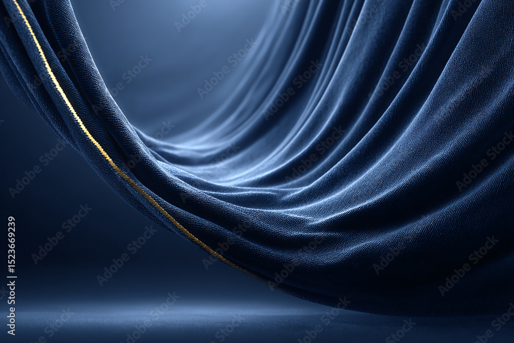 Aufkleber abstract blue and gold fabric with dynamic waves and shimmering texture creates elegant and luxuriou