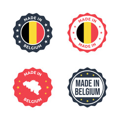made in Belgium labels set, Belgian product icons