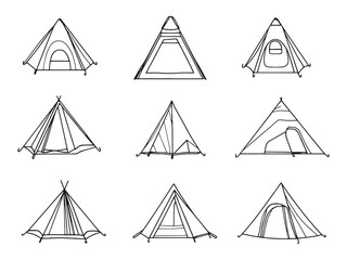 Tent Mat Ultra Minimalist 2D Line Art 