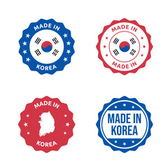 made in South Korea labels set, Republic of Korea product stamp