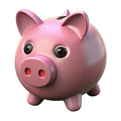 pink piggy bank isolated 3d rendering Cartoon Plastic Style