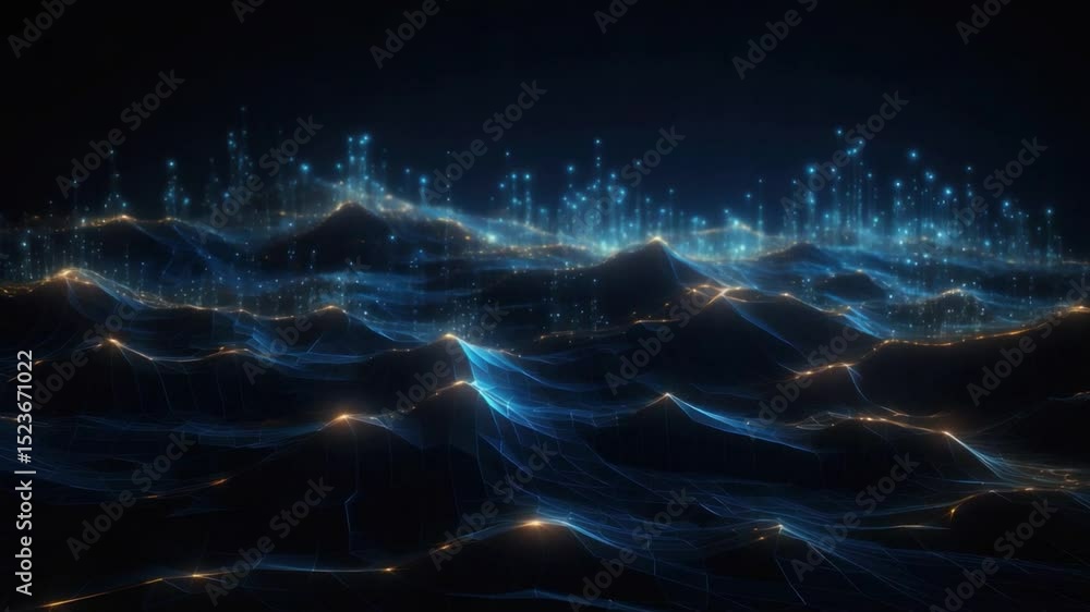 Poster digital data landscape: a dynamic representation of a digital landscape, highlighting the intricate 