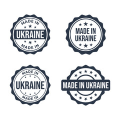 Made in Ukraine labels set, Ukrainian product stamp