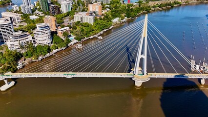 Brisbane CBD, Queensland, Australia: Aerial Image of Modern City Skyline, Skyscrapers, Brisbane...