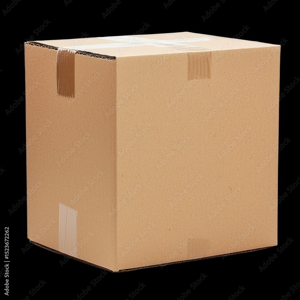Aufkleber sturdy cardboard box in flat packed form, featuring simple design with tape sealing edges, perfect f
