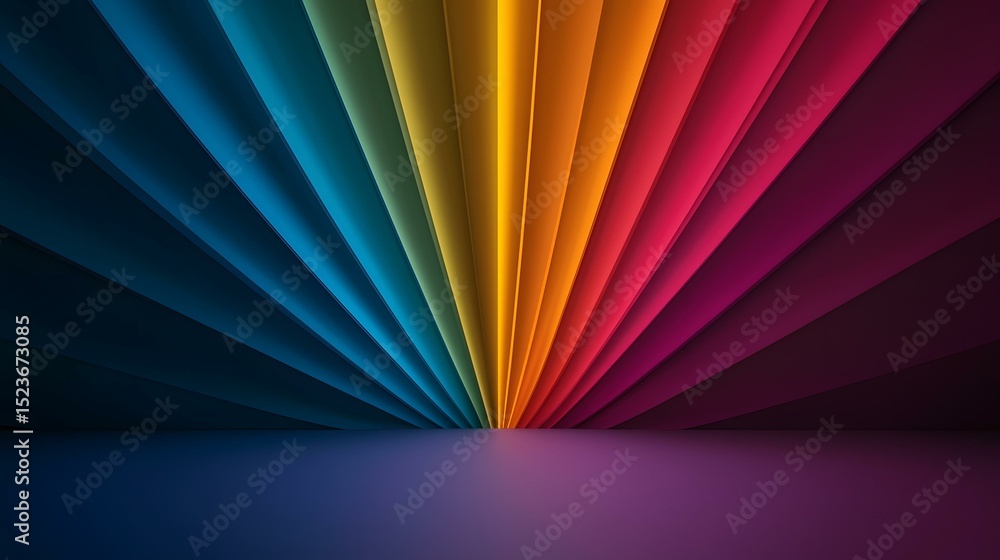 Aufkleber the image contains a vibrant rainbow of colors arranged in radiating, layered stripes that converge 