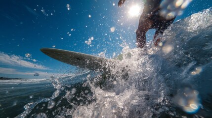 Fototapeta premium Surfer riding a wave under sunlight during summer season 