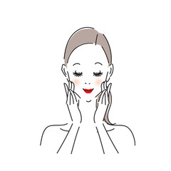 丁寧にスキンケアをする美しい女性