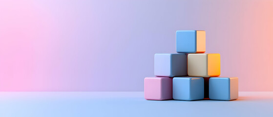 Pastel Colored Stacked Cubes On Light Background
