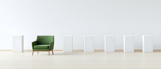 Contemporary Green Armchair In Empty White Room