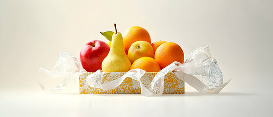 Assortment Of Fresh Fruits In Decorative Box