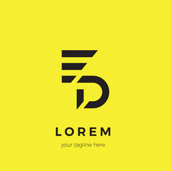 Vector logo with ED letter written in black on yellow background