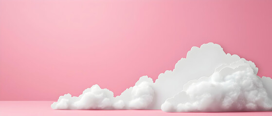 Fluffy White Clouds Against Pink Background