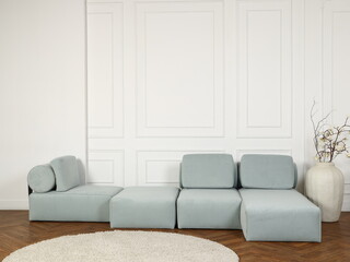 Discover our Modern Modular Sofas in soft blue fabric, perfect for stylish and elegant interiors