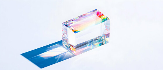 Colorful Transparent Cube With Shadow On Light Background