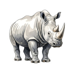 Fototapeta premium Watercolor rhino illustration wildlife animal nature conservation endangered species art drawing design on transparent background