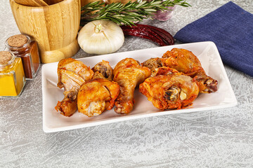 Raw marinated chicken drumstick for cooking