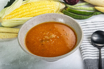 Vegan cuisine - hot tomato soup