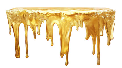 melted gold dripping  on white background 