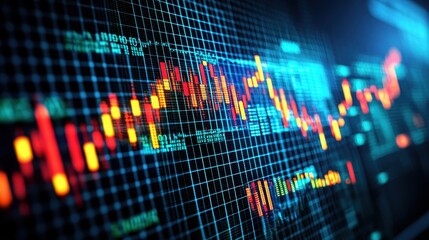 Modern Dark Background with Dynamic Trading Graph and Data Visualization