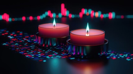 Minimalist Candlestick Trading Chart Background with Bright Flare