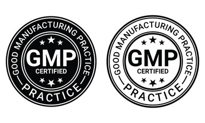 GMP certified, good manufacturing practice design vector icon template