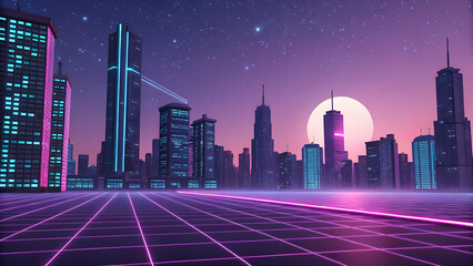 Futuristic Neon Cityscape at Dus