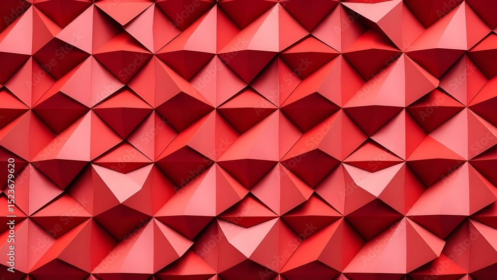 Poster red abstract background | a close up of a red geometric pattern with triangular shapes and shadows c