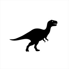 Classic T-rex Dinosaur Icon in Silhouette, Walking Pose