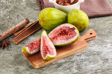 Tropical exotic green fig with cut
