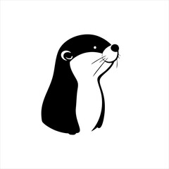 Cute Otter Logo in Simple Vector Illustration Art