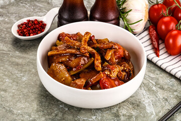 Asian cuisine pork in oyster sauce