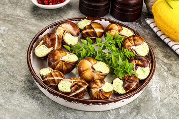 Fresnch escargort with basil butter