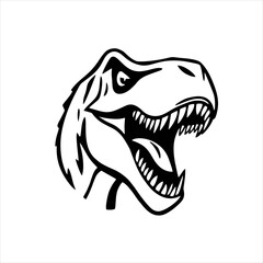 Fototapeta premium T-rex Head Silhouette Logo, Roaring Pose, Tyrannosaurus Illustration Art
