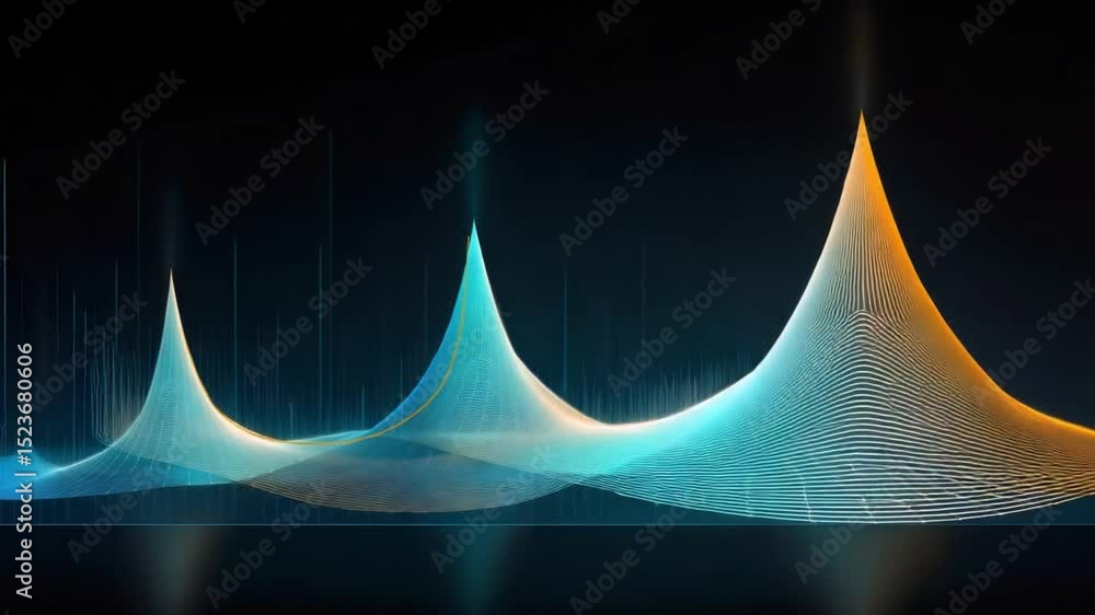 Poster abstract data wave: captivating abstract visualization of dynamic data waves, exhibiting a mesmerizi
