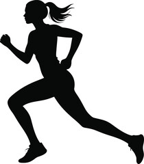Silhouette of a Woman Running  Fitness, Jogging, and Active Lifestyle