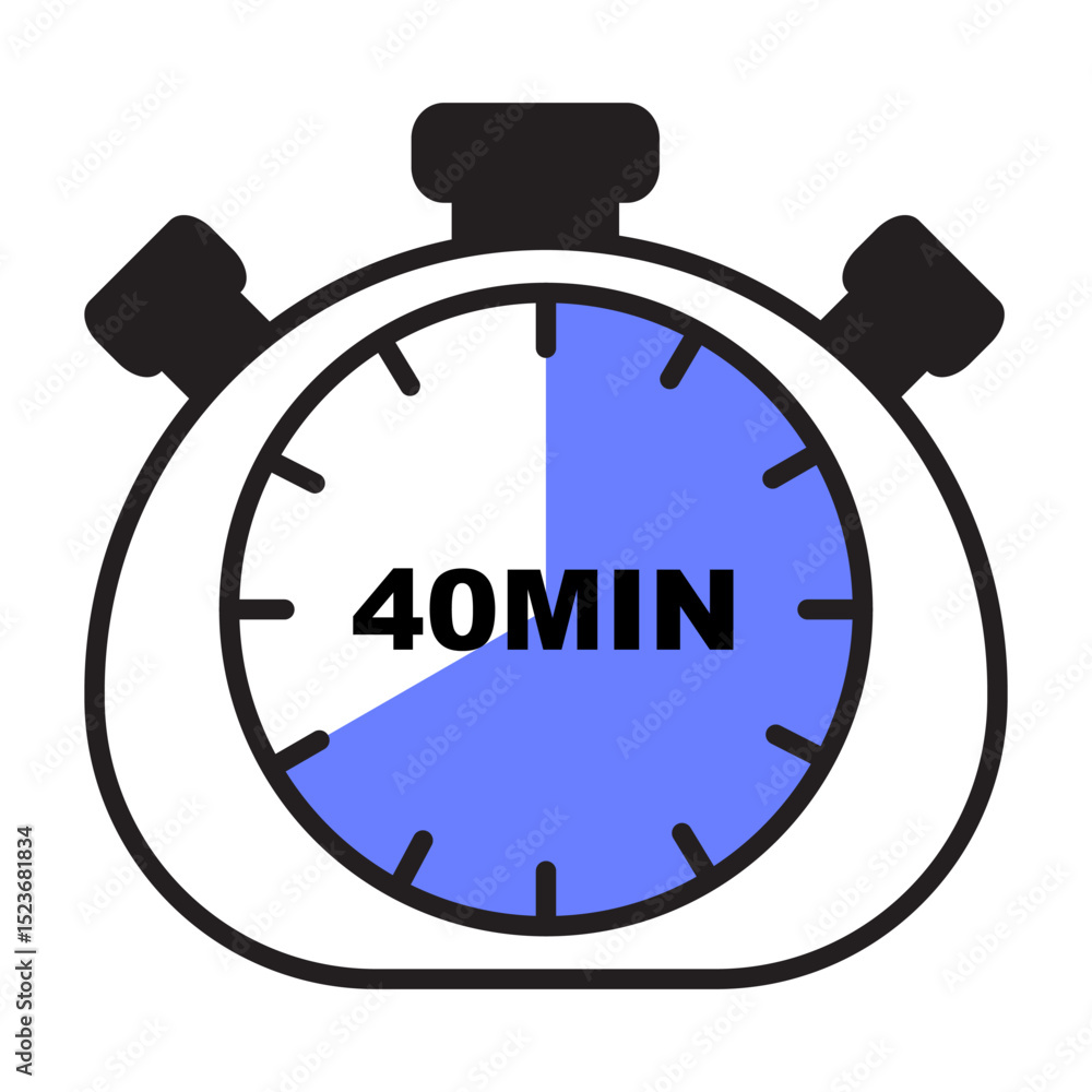 Poster time for action stopwatch icon with 2d business timer symbol