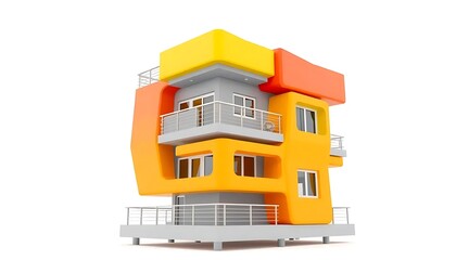 Architectural design of modern house building exterior with balcony and windows design