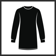 Naklejka premium A simple black long sleeved shirt with white trim isolated on a white background in a square frame silhouette