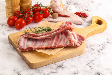 Raw lamb ribs rack for cooking