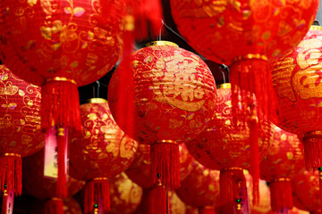 Decoration inside the beautiful Buddha Tooth Relic Temple in Singapore 