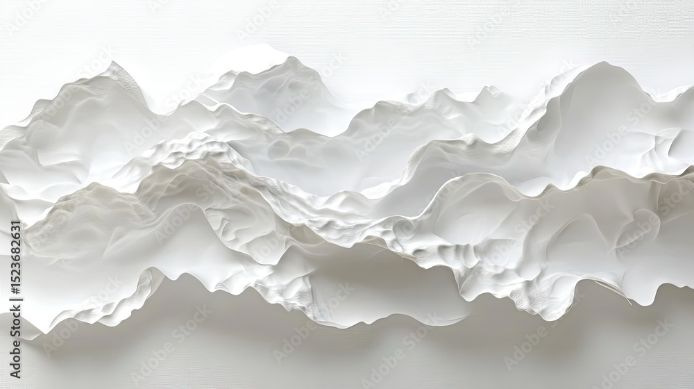 Poster artistic minimalism white paper texture exploration in a studio setting with a pure white backdrop