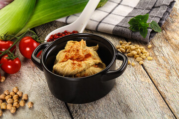 Natural chickpea hummus with paprika