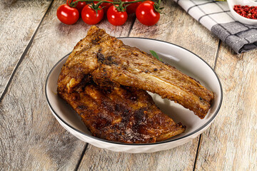 Tasty roasted pork ribs with spices