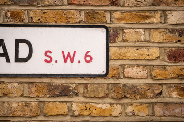 LONDON- SW6 Postcode on street sign on residential street in south west London