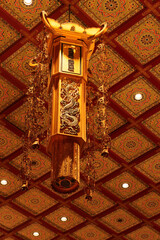 Decoration inside the beautiful Buddha Tooth Relic Temple in Singapore 