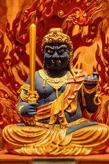 Decoration inside the beautiful Buddha Tooth Relic Temple in Singapore 