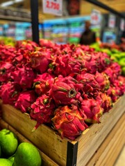 closeup dragon fruit in the market 