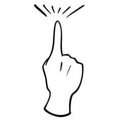 ひらめきや発見を表現する手のジェスチャーイラスト　手書き　ベクター 黒