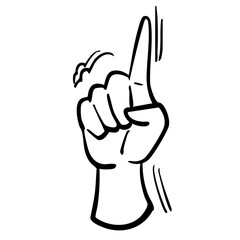 ひらめきや発見を表現する手のジェスチャーイラスト　手書き　ベクター 黒